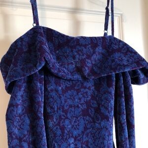 Hilary Macmillan Womens Cuff Sweater Dress Sz XS Blue Purple Off the Shoulder